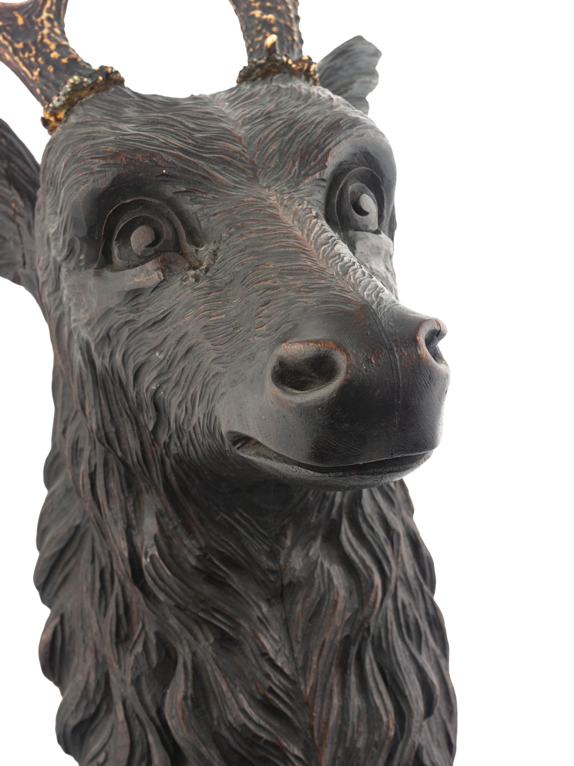 A Black Forest Carved Oak Stag Wall Mount