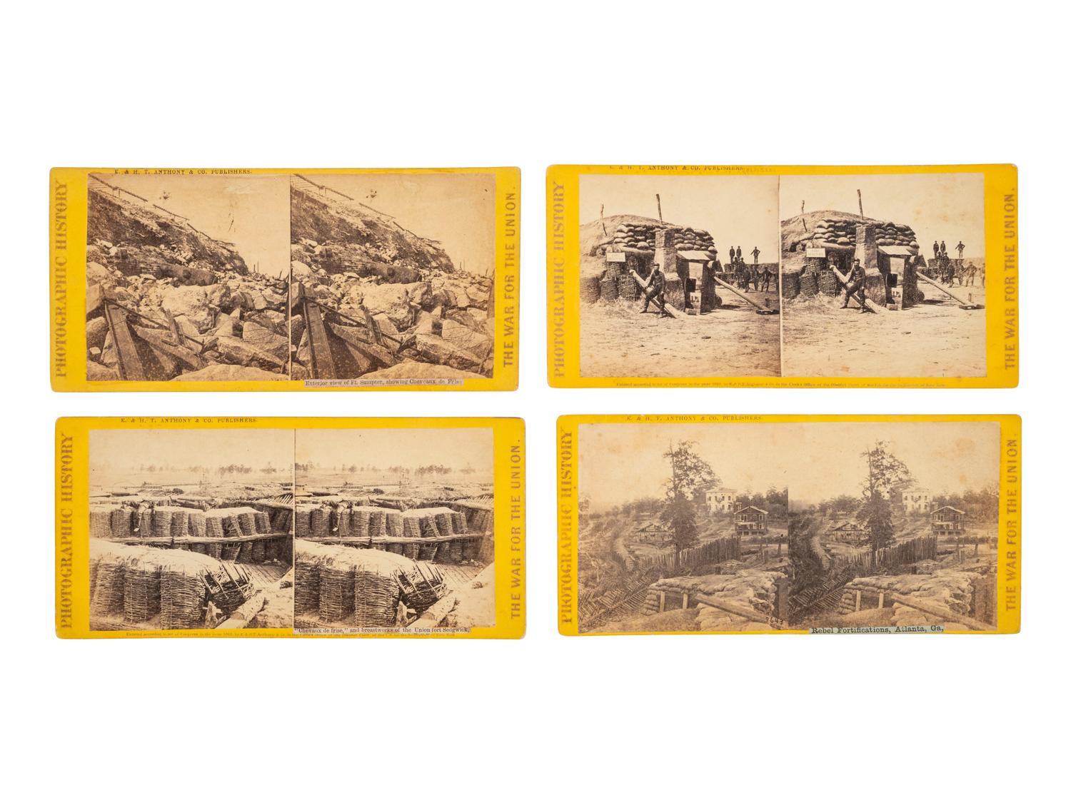 [CIVIL WAR]. 15 stereoviews ft. breastworks and fortifications. New York: E. & H. T. Anthony & Co.