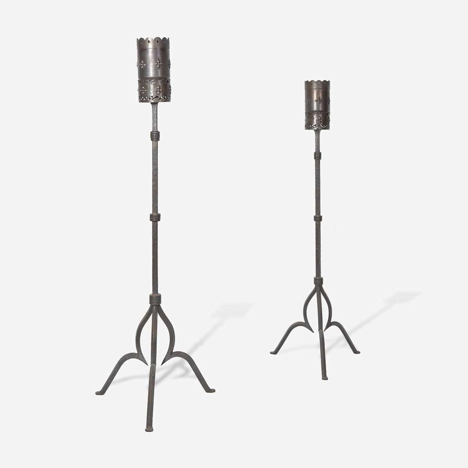 Attributed to Harvey Yellin (American, 1918-1985) and Samuel Yellin Metalworkers (American, active 1909-present) Pair of Torchères, USA, circa 1970s