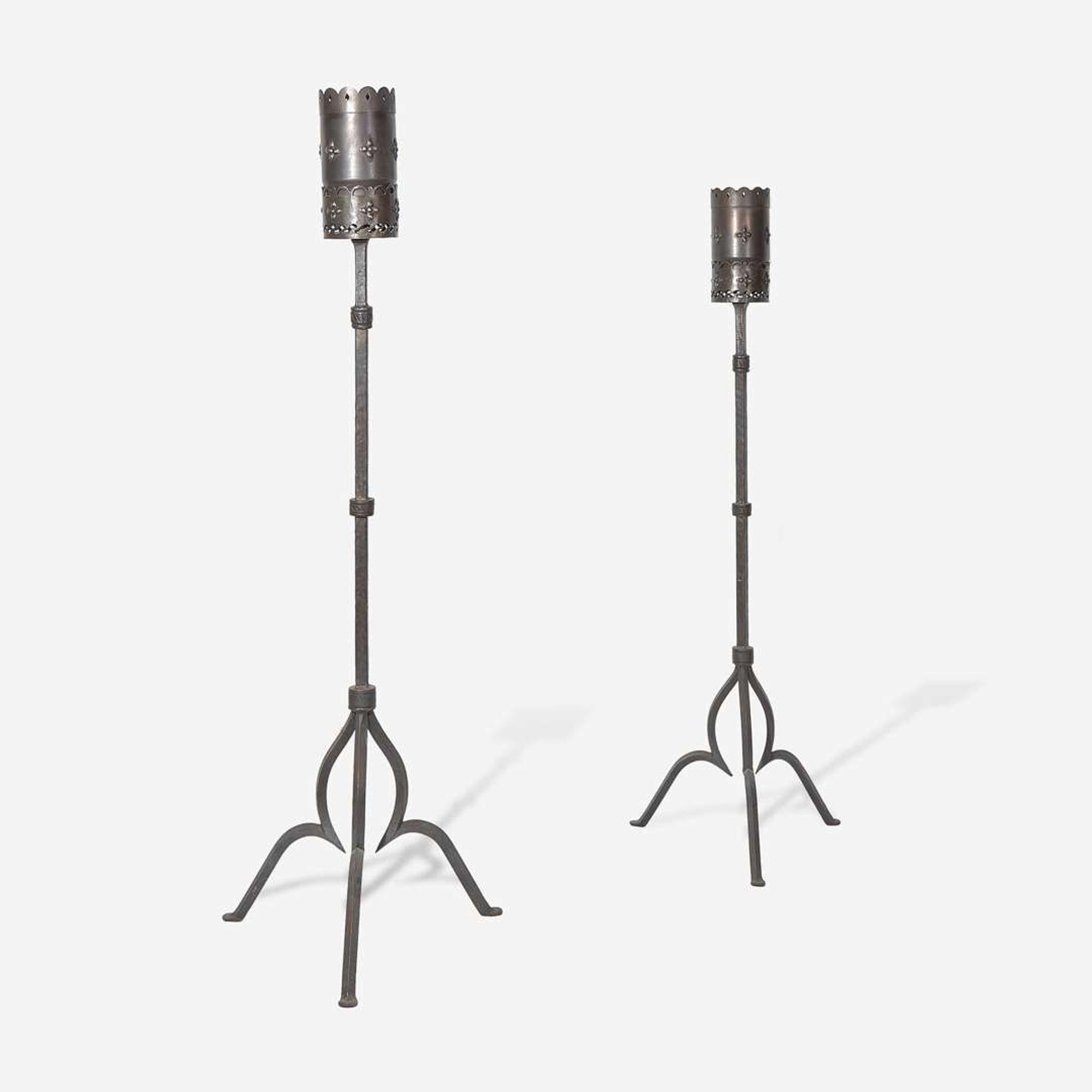 Attributed to Harvey Yellin (American, 1918-1985) and Samuel Yellin Metalworkers (American, active 1909-present) Pair of Torchères, USA, circa 1970s