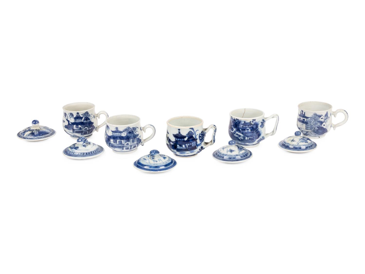 A Canton Blue and White Porcelain Coffee Service