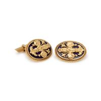 YELLOW GOLD AND ENAMEL CUFFLINKS