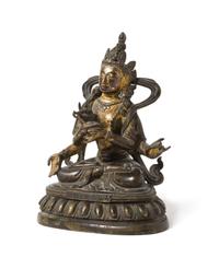 A Sino-Tibetan Parcel-Gilt Bronze Figure of Four-Armed Avalokiteshvara — QIANLONG PERIOD (1736-1795)