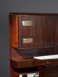 Bar Cabinet and Pair of Bar Stools, c. 1950