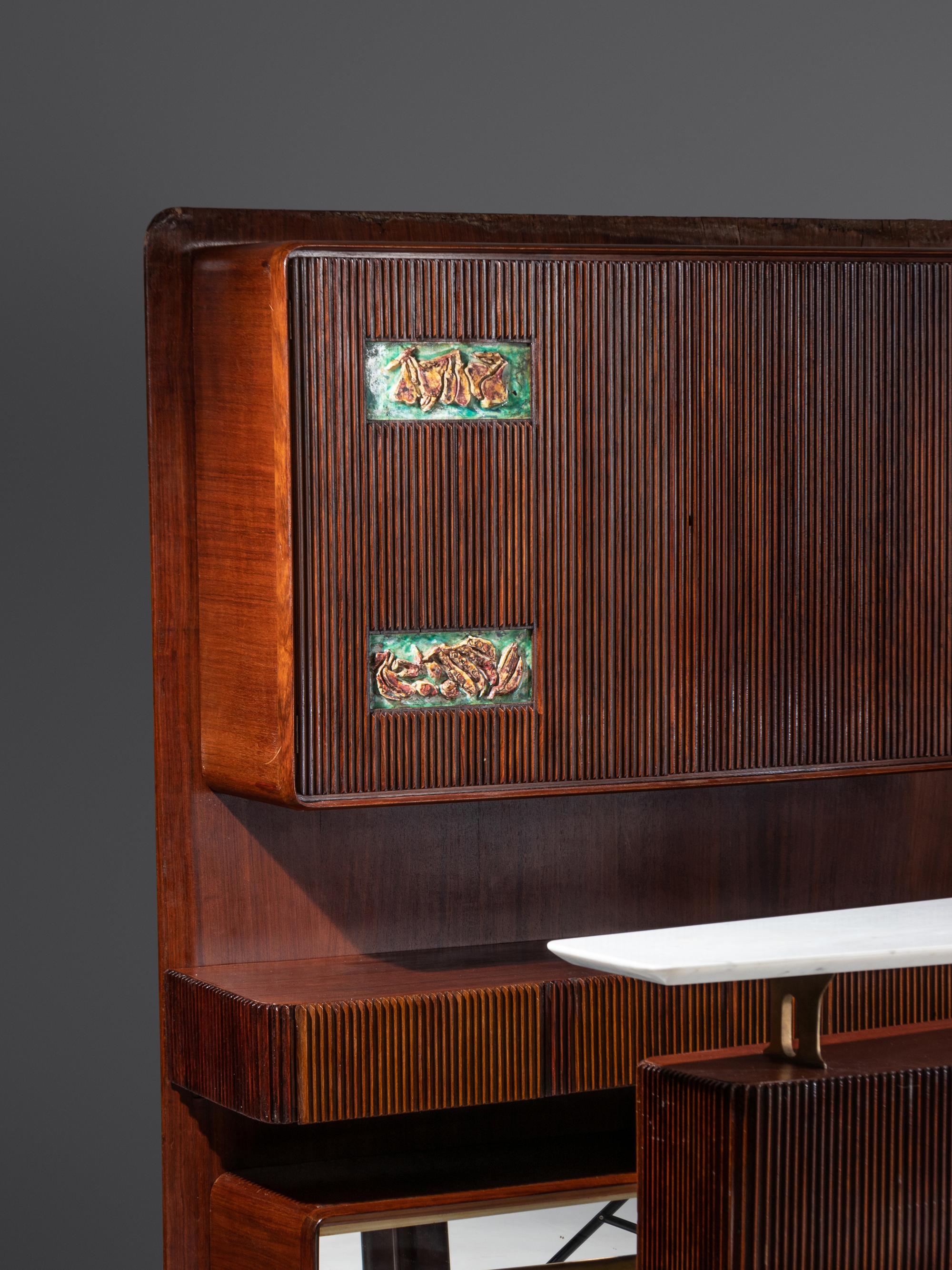 Bar Cabinet and Pair of Bar Stools, c. 1950