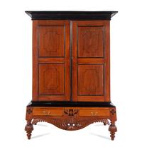 An Indo-Portuguese Parcel Ebonized Walnut Armoire