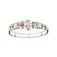 Diamond, White Gold, and Multigem Bangle Bracelet
