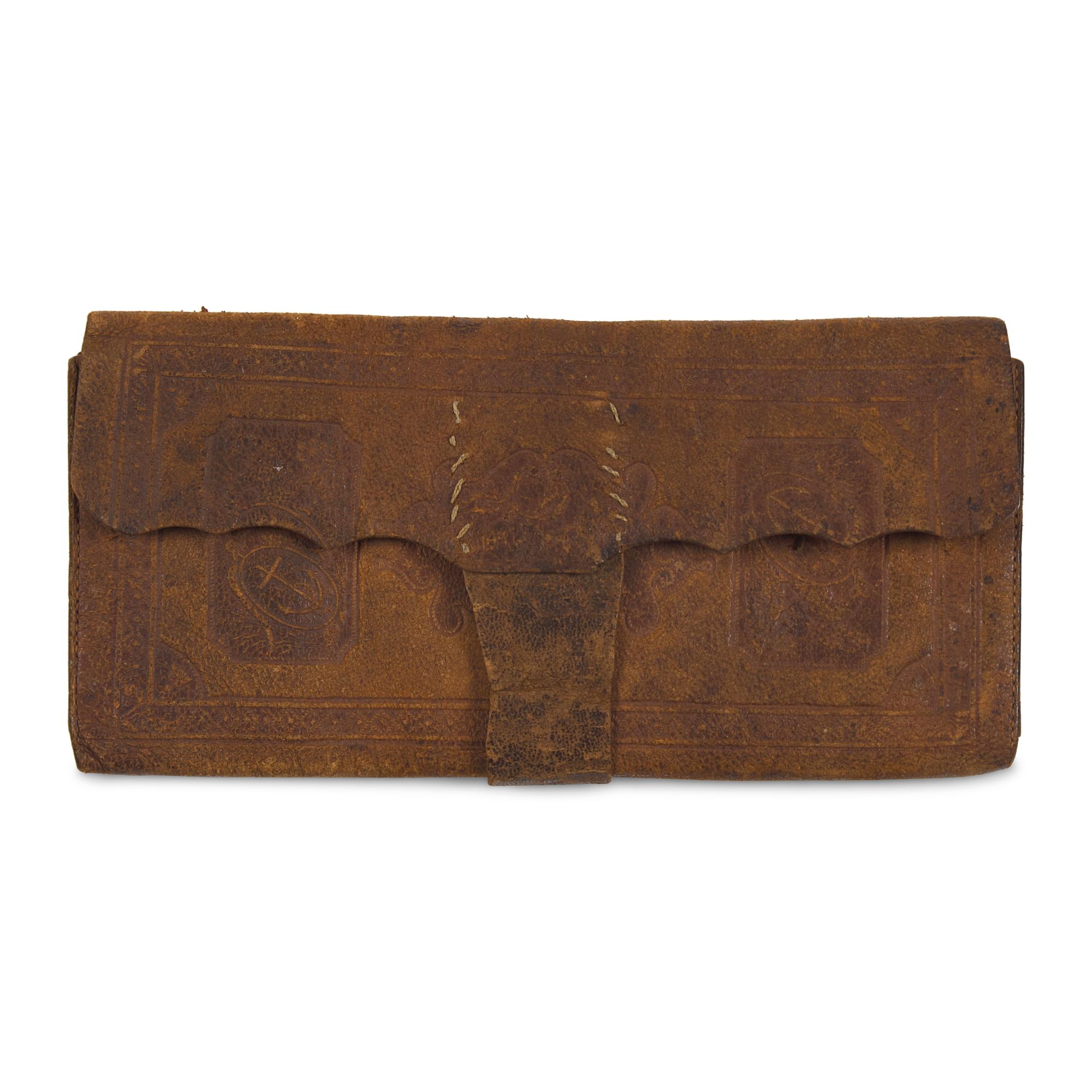 [War of 1812] Tooled Leather Wallet, Purportedly Once Belonging to Commodore James Biddle