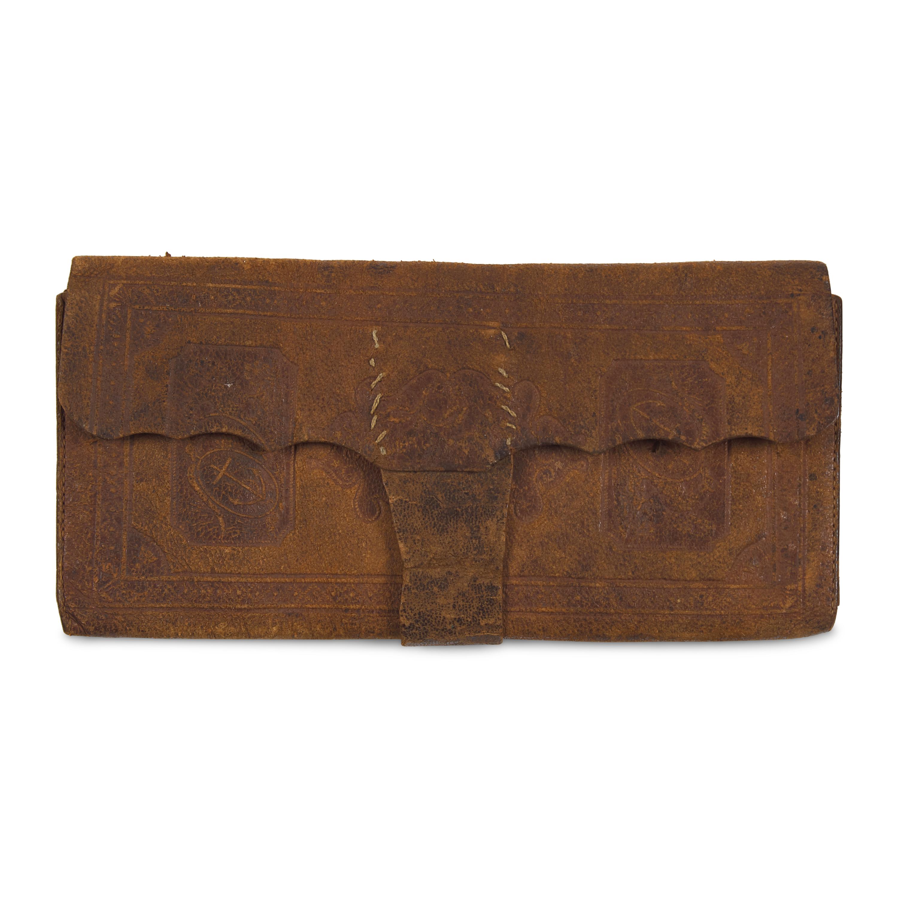 [War of 1812] Tooled Leather Wallet, Purportedly Once Belonging to Commodore James Biddle