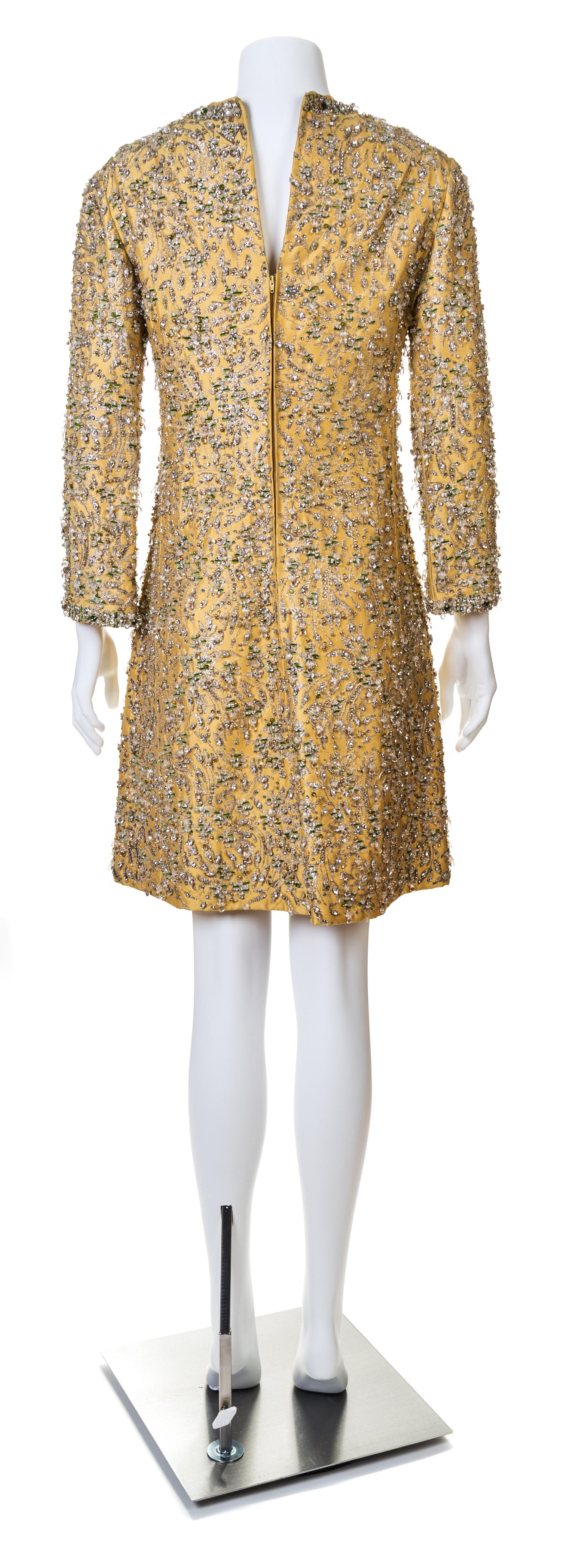 A Mollie Parnis Haute Couture Hand Beaded Dress, No size.