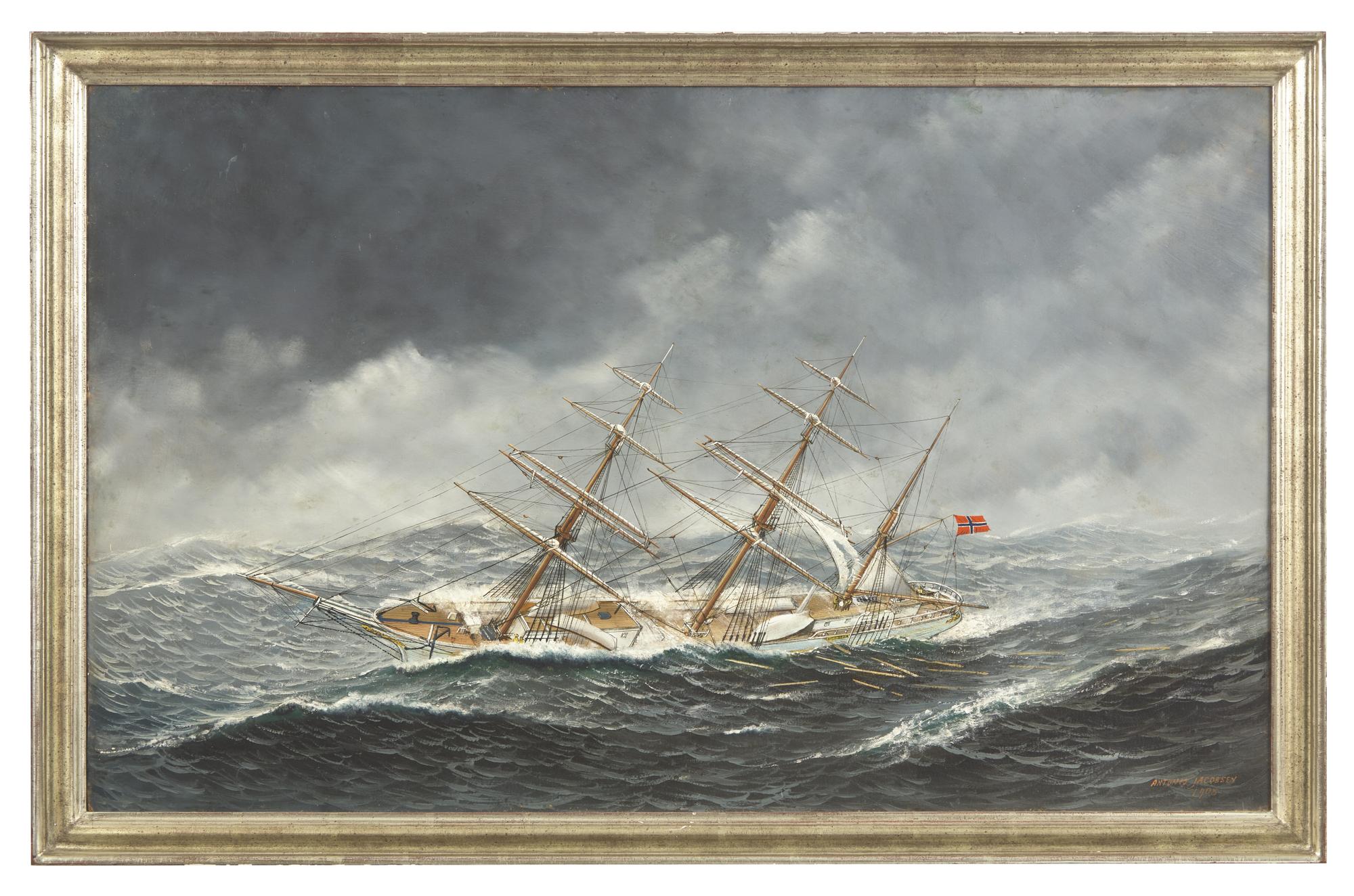 Portrait of the Norwegian Schooner "Gunniloe ," 1908