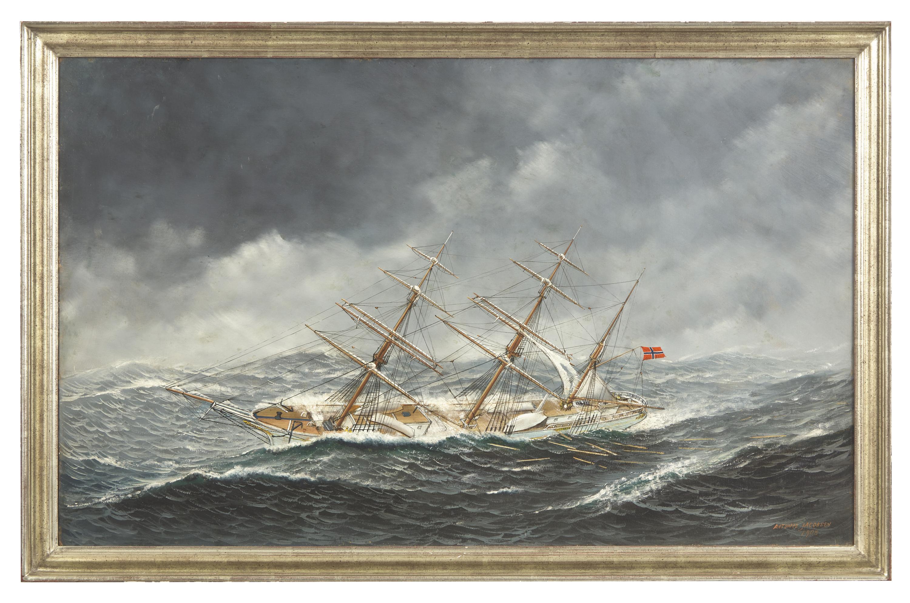 Portrait of the Norwegian Schooner "Gunniloe ," 1908