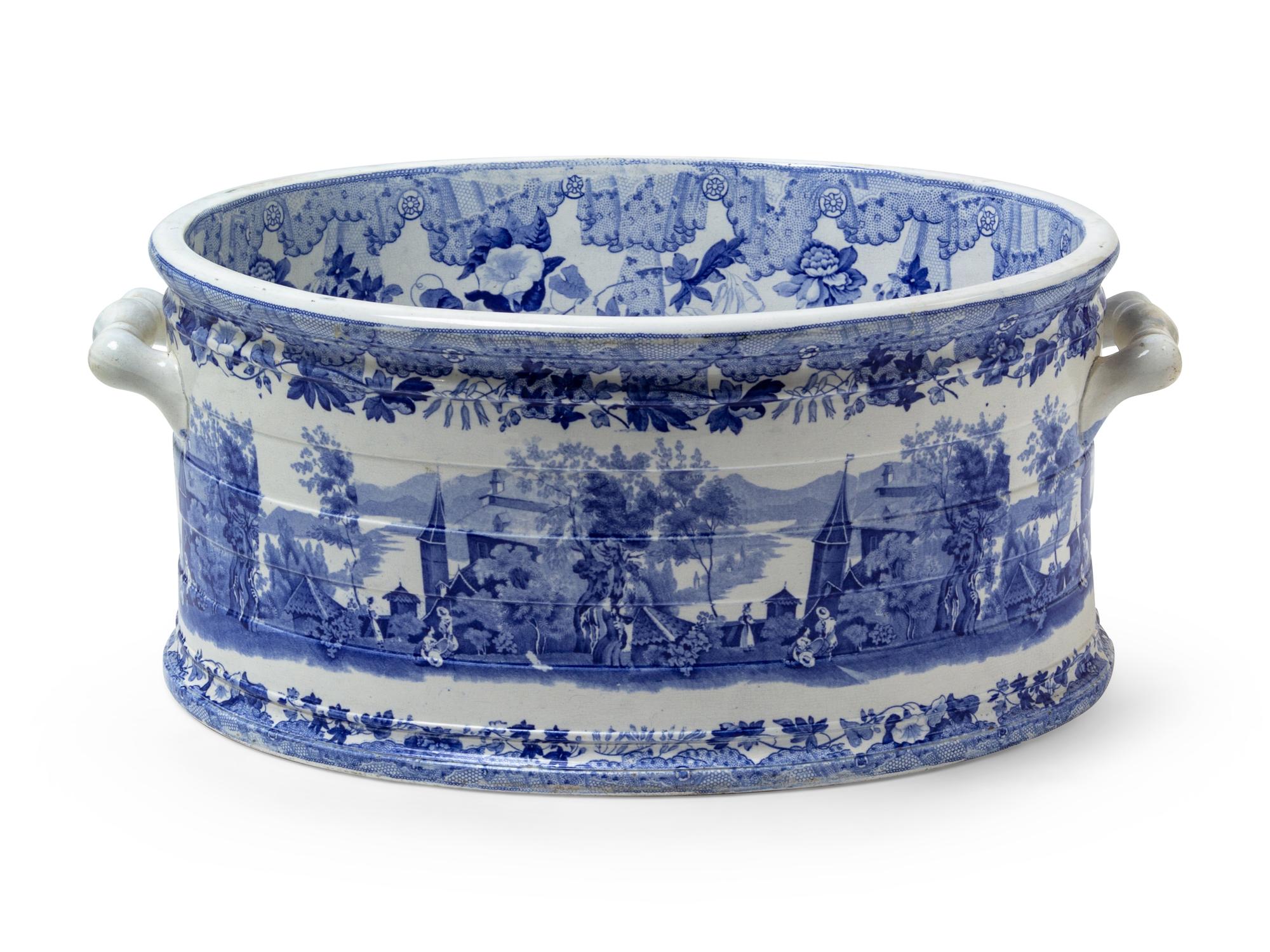 A Transfer-Decorated Ceramic Basin