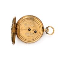 YELLOW GOLD AND ENAMEL OPEN FACE POCKET WATCH