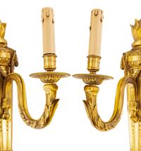 A Pair of Louis XVI Gilt Bronze Three-Light Sconces