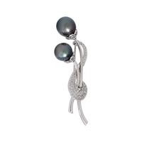 CULTURED TAHITIAN PEARL AND DIAMOND BROOCH