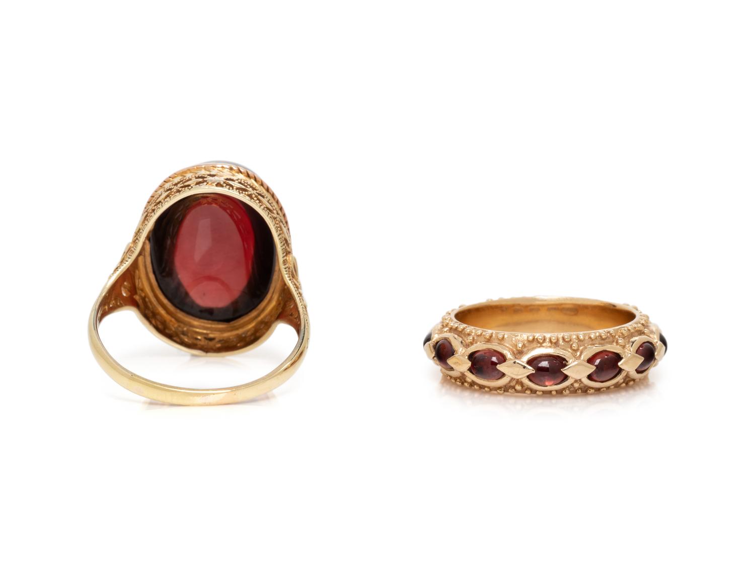 COLLECTION OF GARNET RINGS