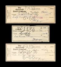 A Group of Three 1930s Cleveland Indians Signed Checks (Including Earl Averill),