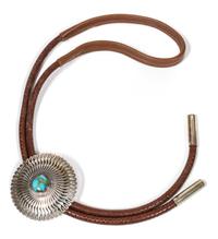 Isleta Silver and Turquoise Bolo, Vernon Jojola Diameter of bolo 2 7/8 inches