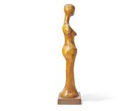 Tom Bazis (b. 1943), A wood carving of a female figure