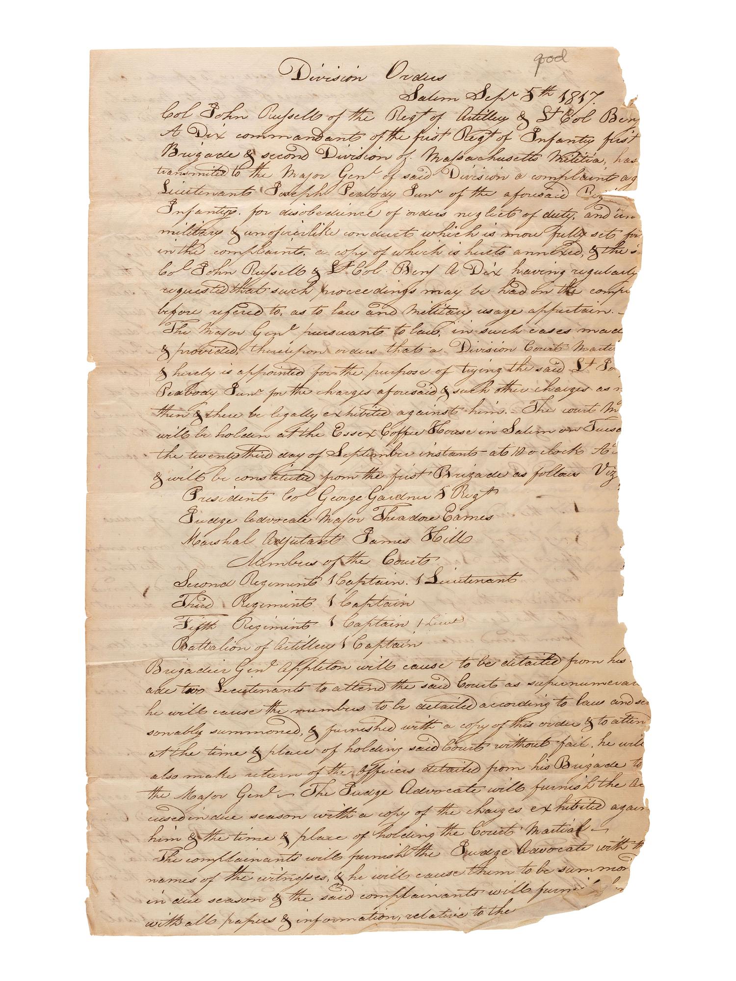 [MILITIA]. A group of documents related to nineteenth-century state militias, including broadsides and a War of 1812 appointment signed by Connecticut Governor John Cotton Smith.