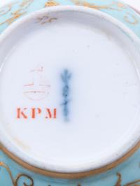 Three Continental Painted Porcelain Cups with Two Saucers