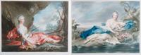 A Group of Two Handcolored Engravings, Height 24 x width 25 inches with frames.