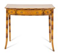 A Classical Stencil-Decorated Faux Bamboo Pine Bow-Front Dressing Table