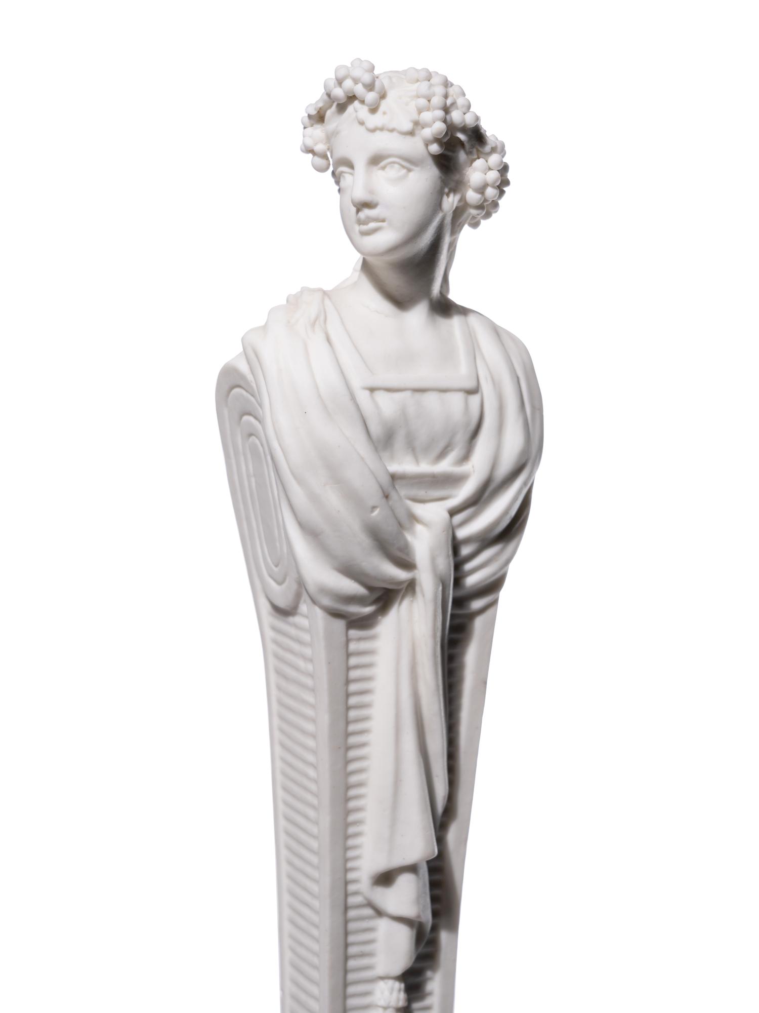 Four Mennecy Biscuit Porcelain Herm Figures Emblematic of the Seasons