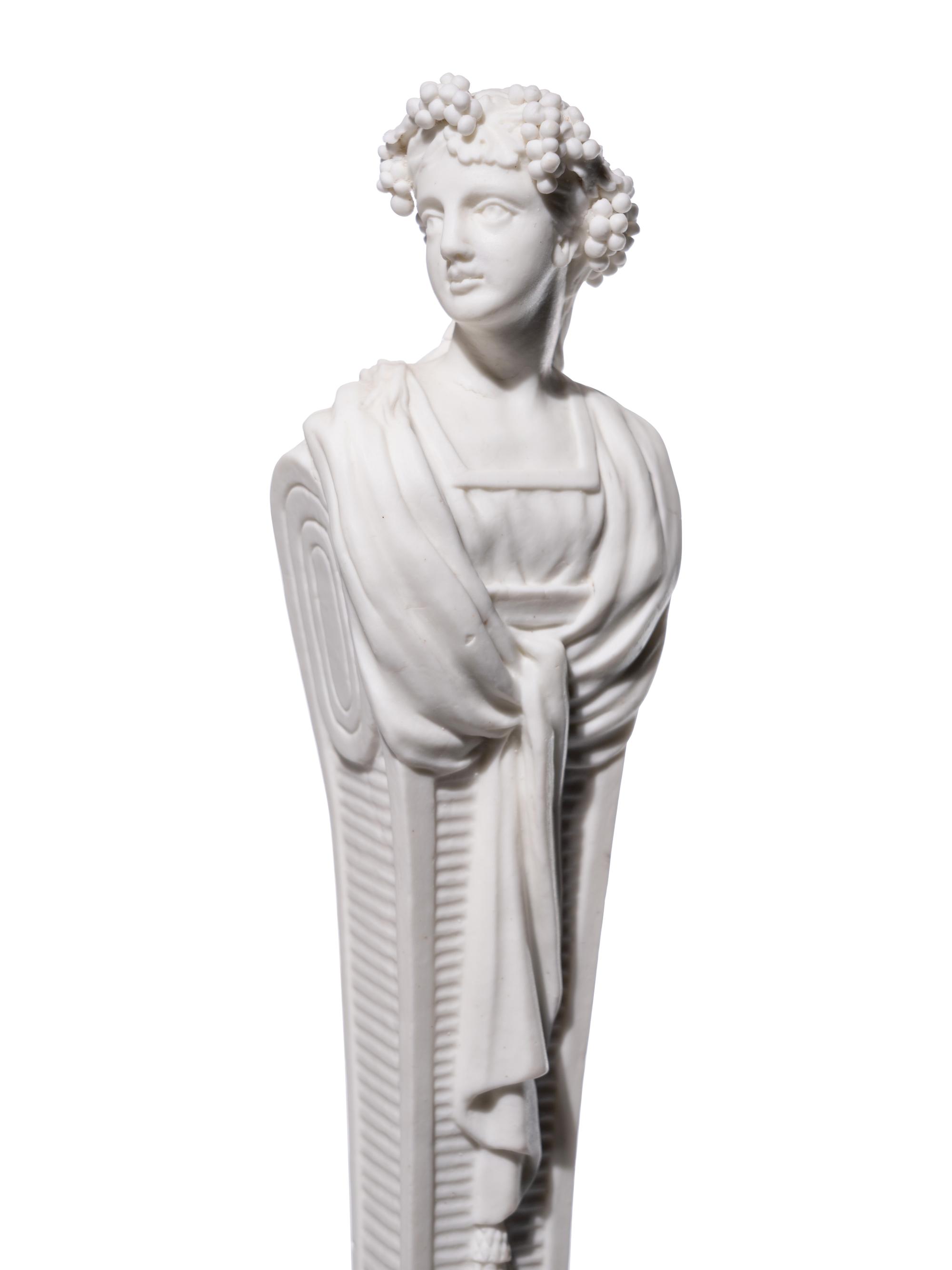 Four Mennecy Biscuit Porcelain Herm Figures Emblematic of the Seasons