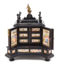 An Austrian Gilt Bronze Mounted Enameled and Ebonized Table Cabinet Height 11 1/4 x width 10 x depth 8 1/2 inches. — LATE 19TH CENTURY