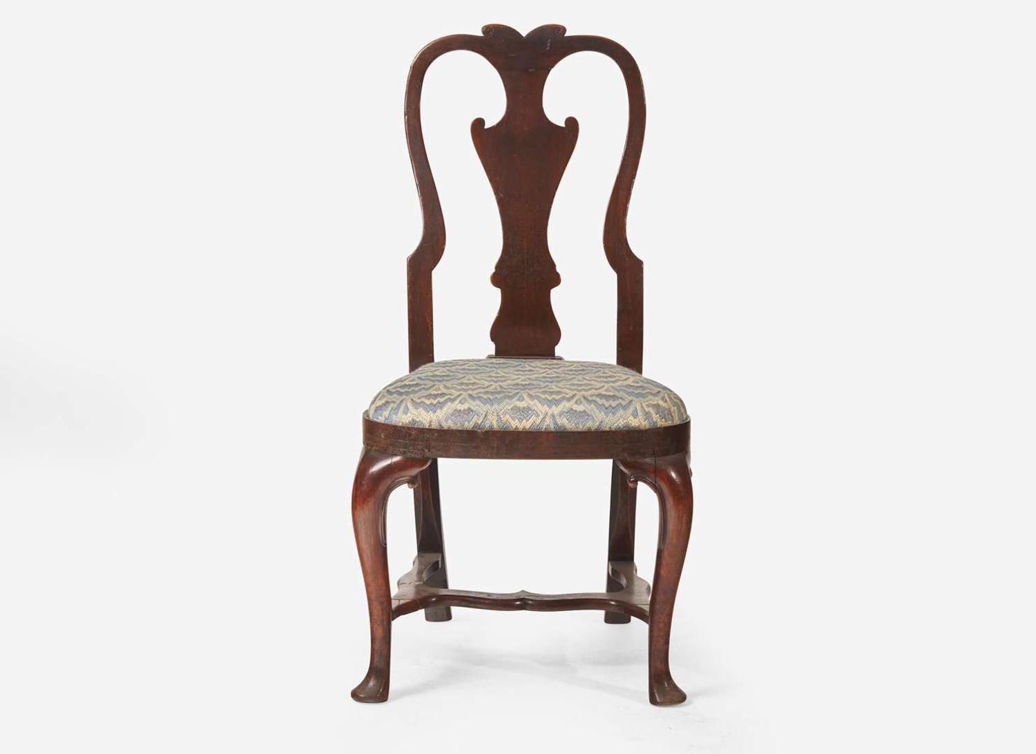 A Queen Anne walnut and walnut veneer balloon seat side chair, Ireland, circa 1725