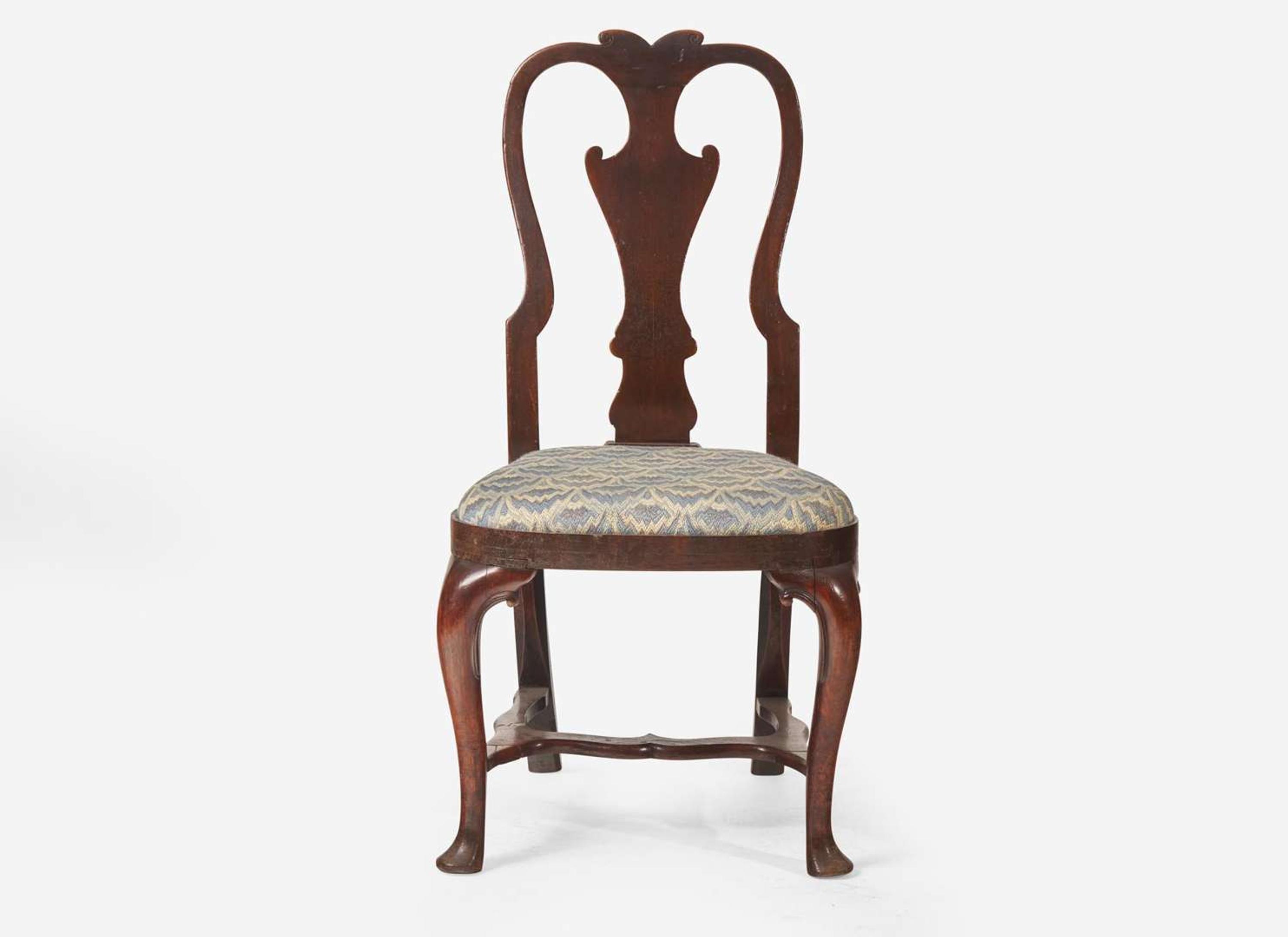 A Queen Anne walnut and walnut veneer balloon seat side chair, Ireland, circa 1725