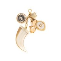 Silver, Yellow Gold, and Multigem Charm Necklace and Chatelaine