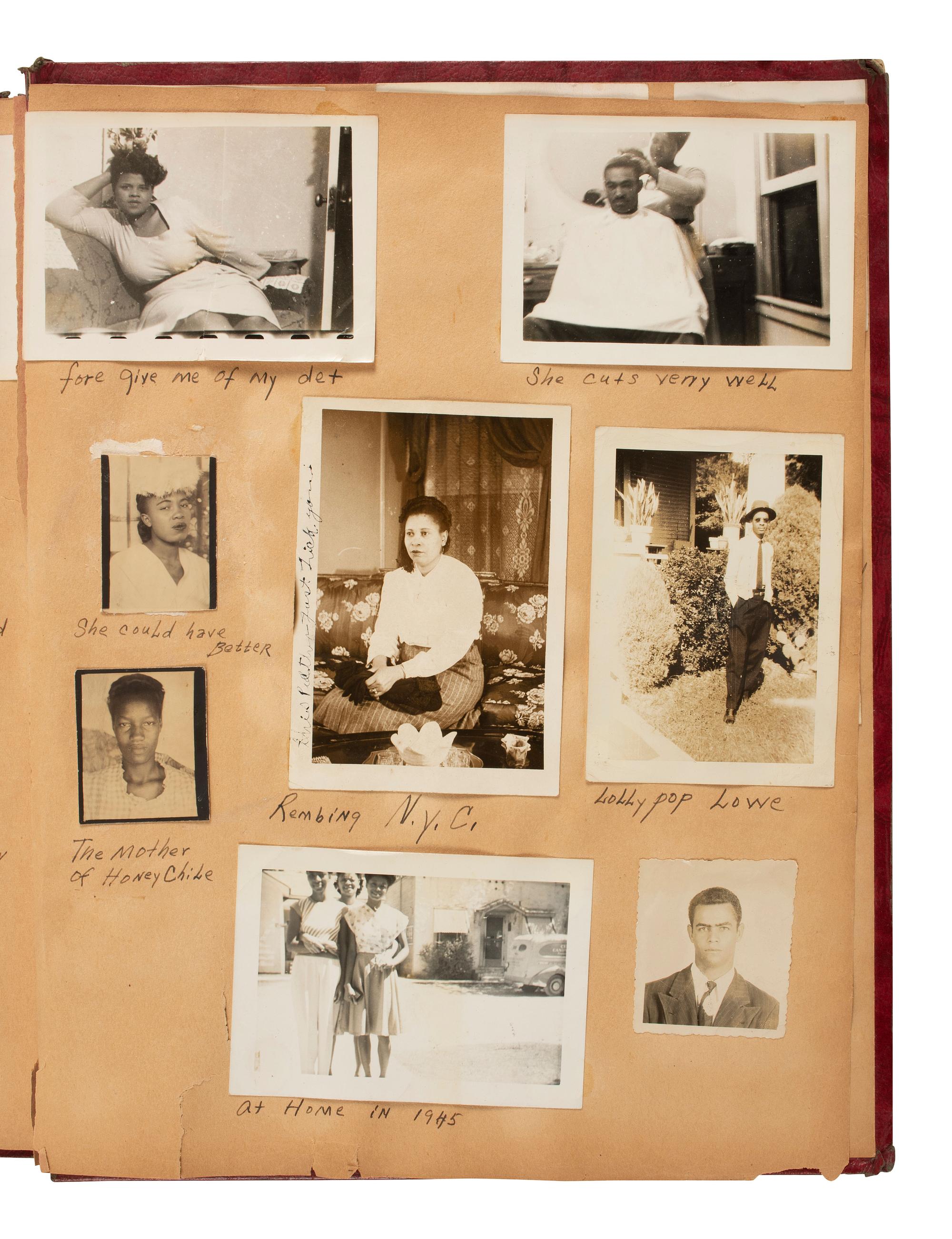 [AFRICAN AMERICANA - EARLY PHOTOGRAPHY]. A group of 2 albums containing photographs of African American families, including snapshots of civilians and soldiers. Ca 1930s-1940s.