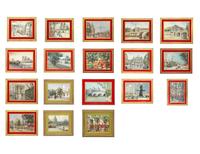 Eighteen Parisian Street Scene Paintings