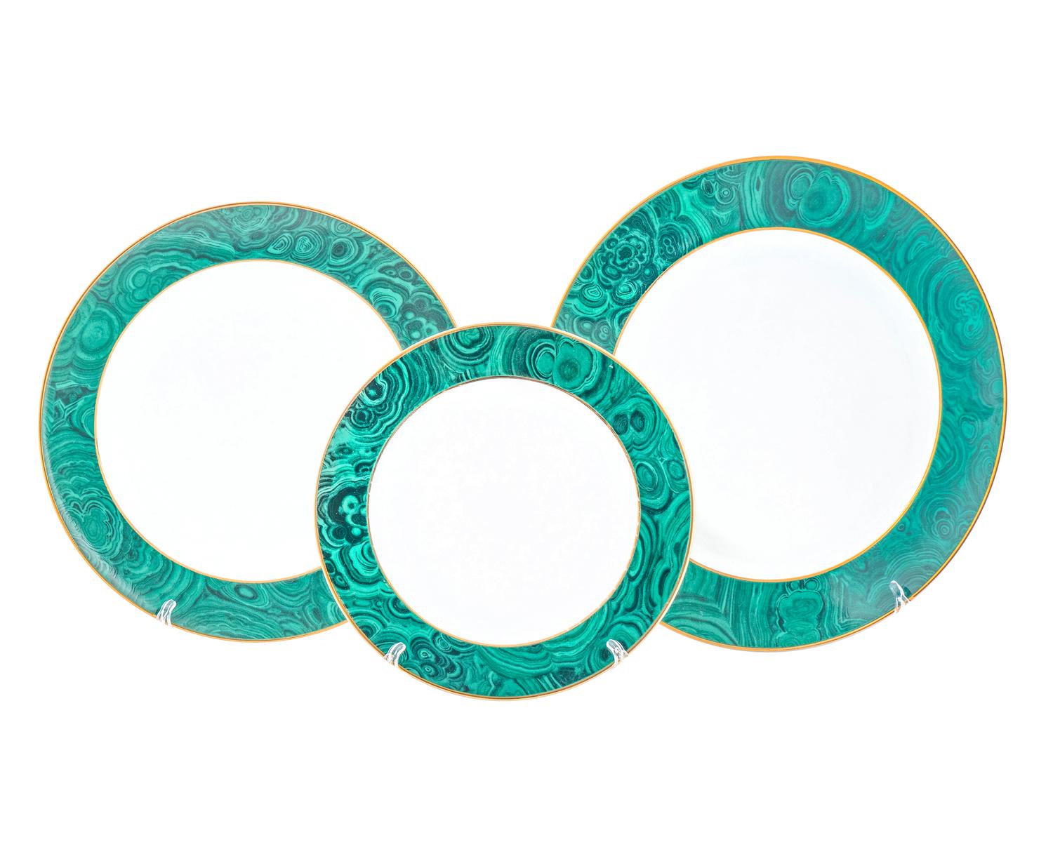 35 Pieces of Horchow Malachite Patterned Porcelain — 20TH CENTURY