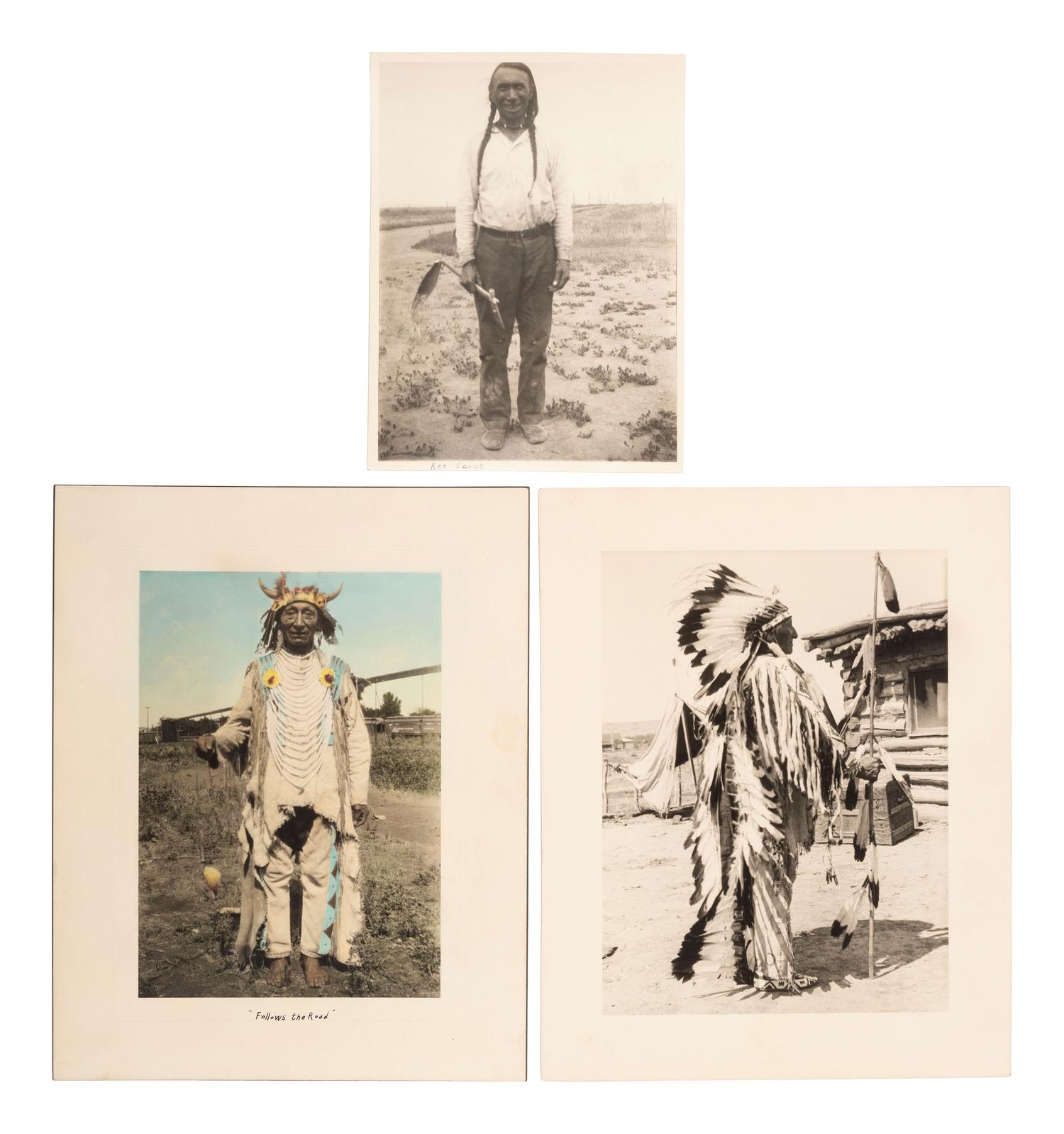 [NATIVE AMERICANS]. A group of 11 hand-colored photographs of identified Native American subjects, incl. Red Tomahawk and Medicine Crow.