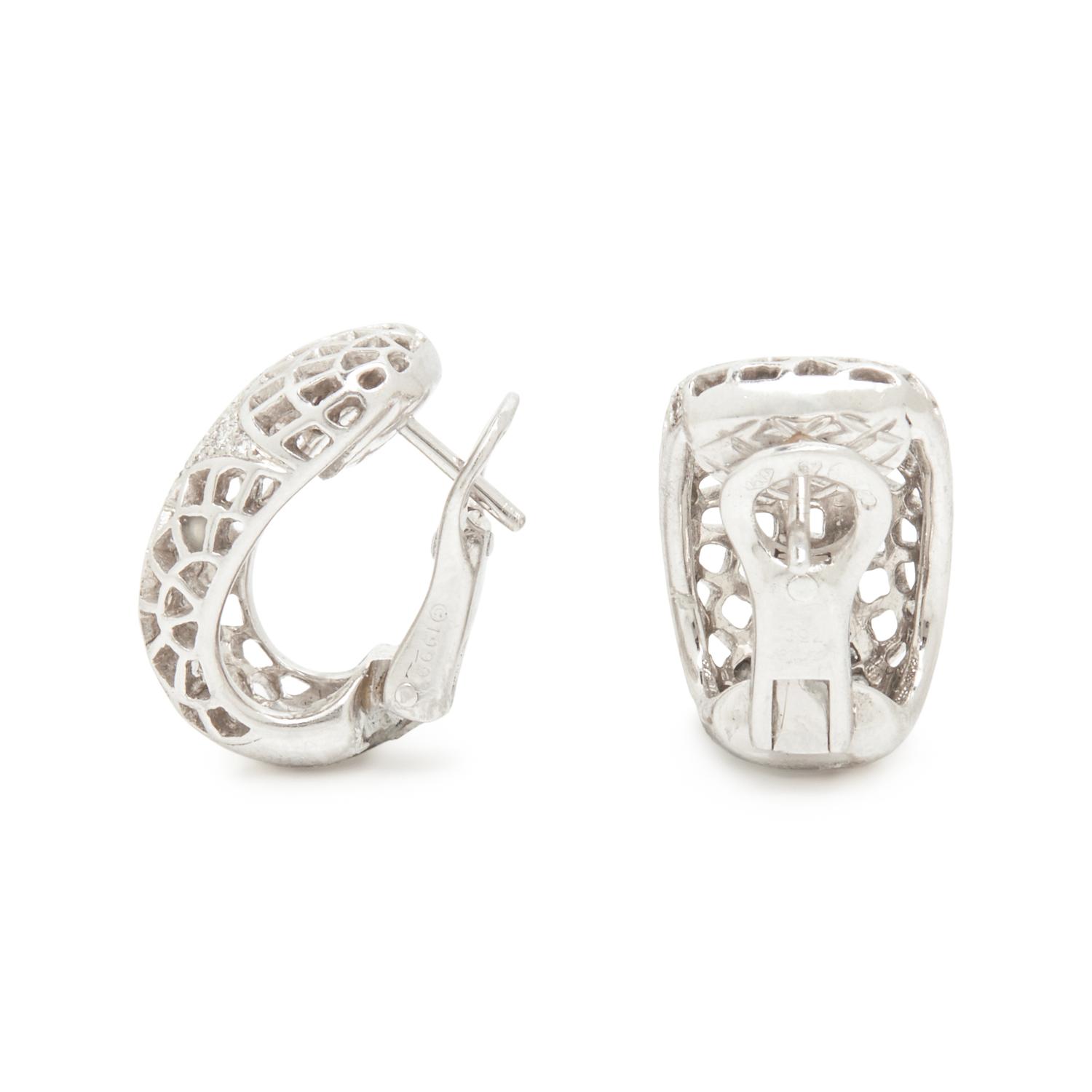 CARTIER, WHITE GOLD AND DIAMOND HUGGIE HOOP EARRINGS