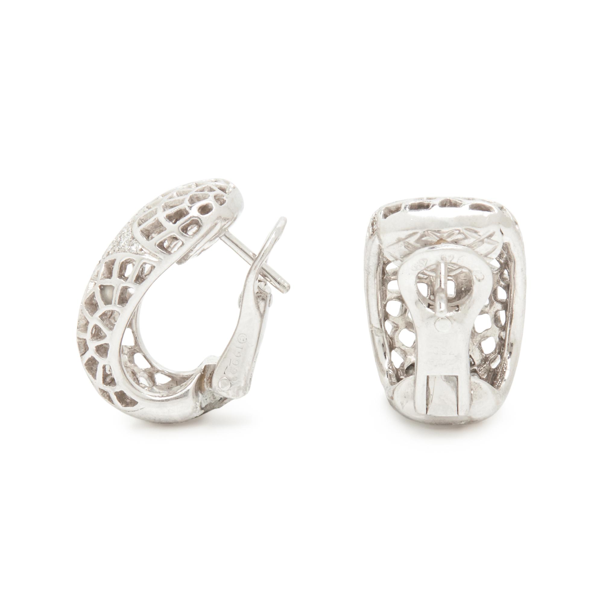 CARTIER, WHITE GOLD AND DIAMOND HUGGIE HOOP EARRINGS