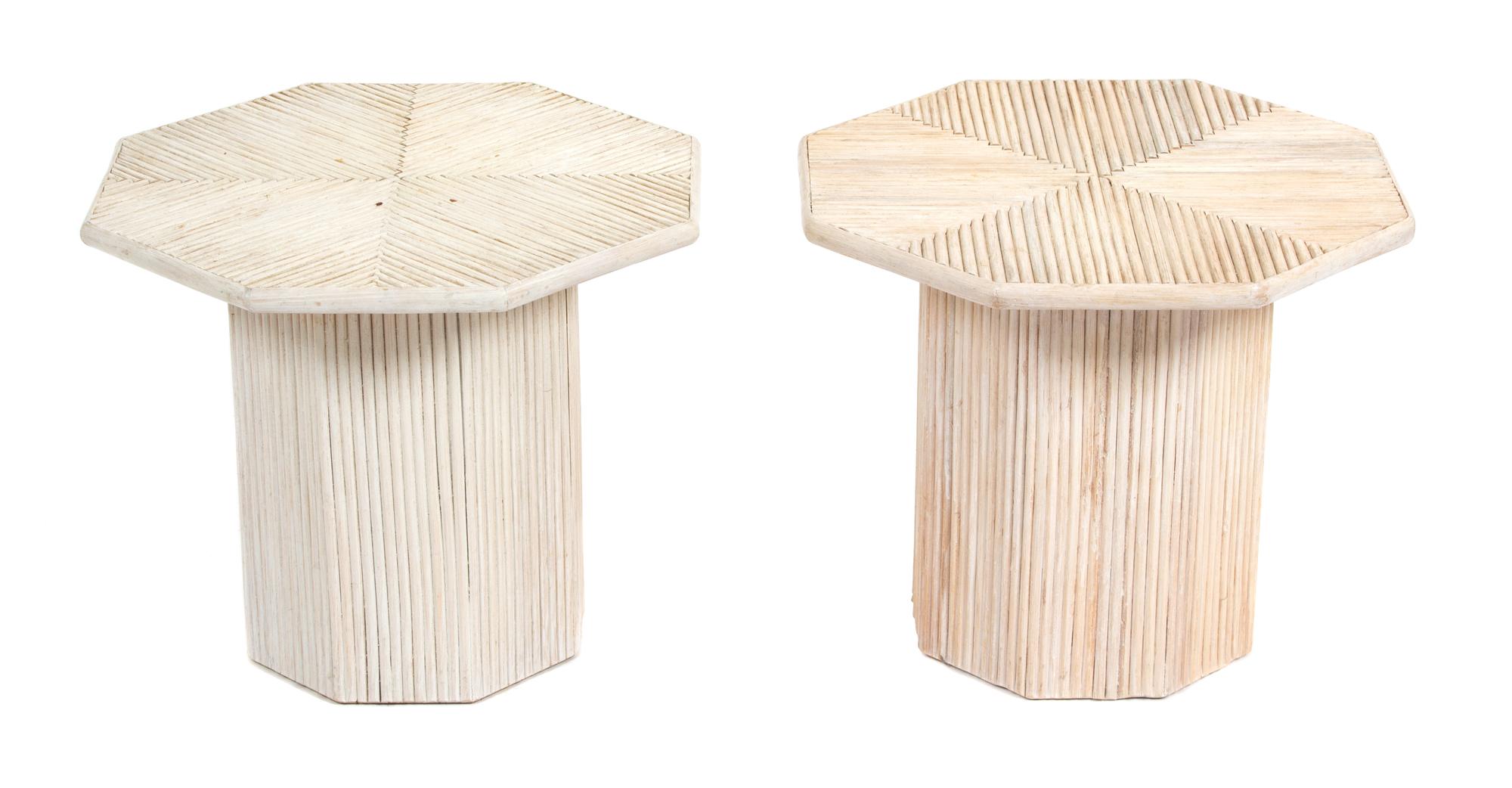 A Pair of Contemporary White Painted Occasional Tables Height 15 x diameter 19 inches. — 20TH CENTURY