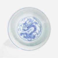 A Chinese blue and white "Dragon" bowl 青花龍紋盌 Guangxu mark and possibly of the period ??? ???