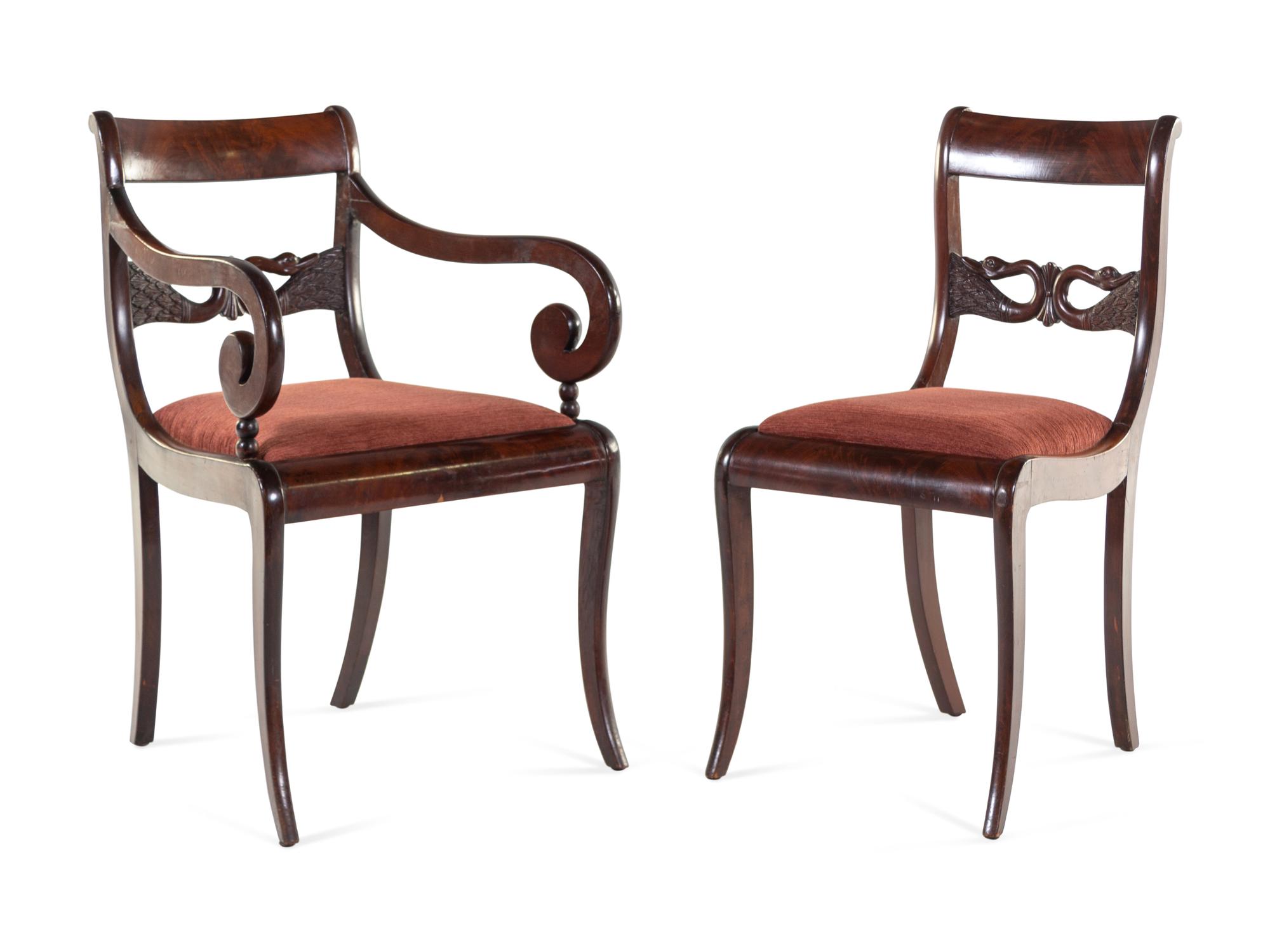 A Set of Eight Regency Style Mahogany Dining Chairs