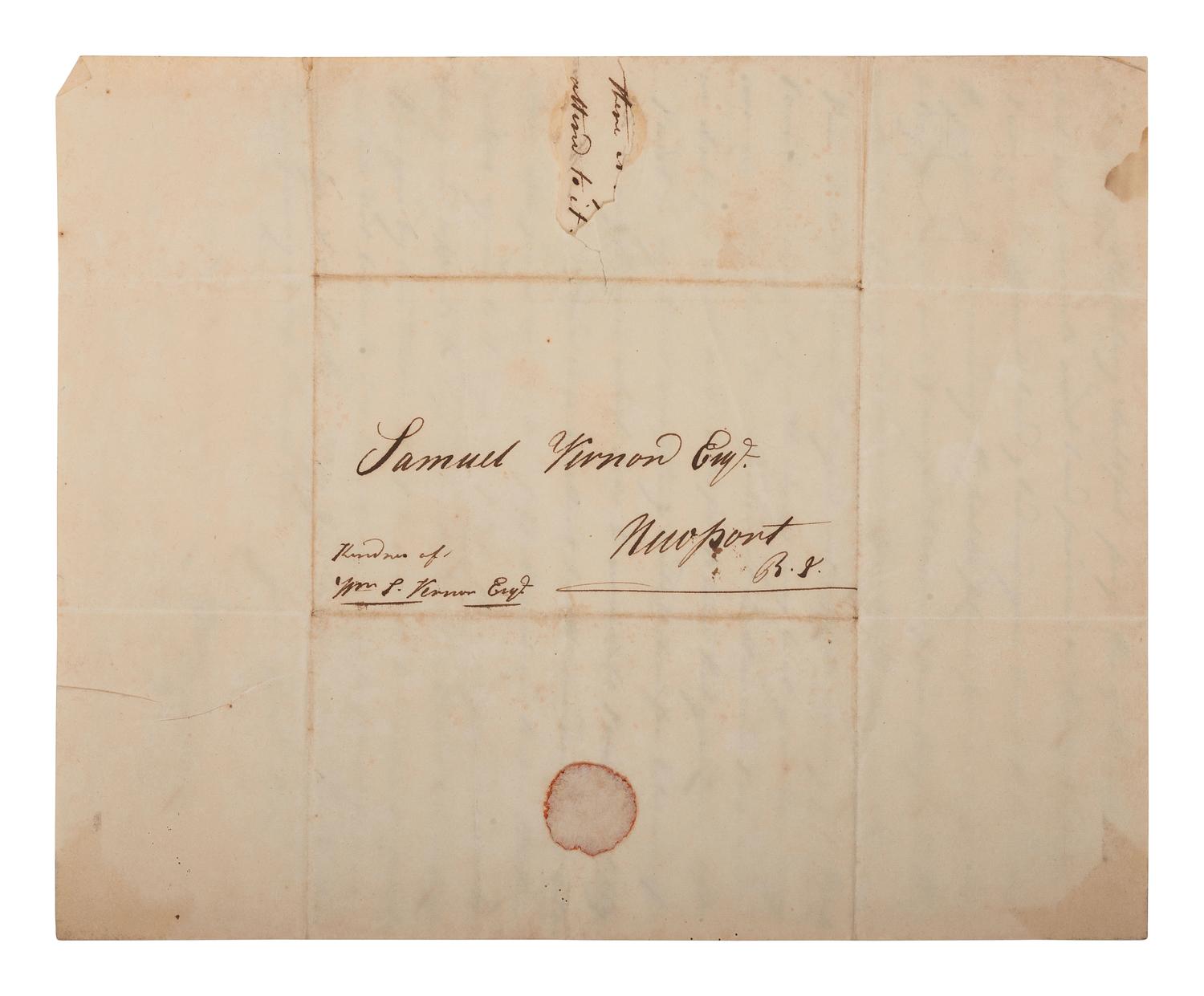 [POLITICS] [WAR OF 1812]. 2 ALSs , including letters from James STEPHENSON (1764-1833) & William VERNON.