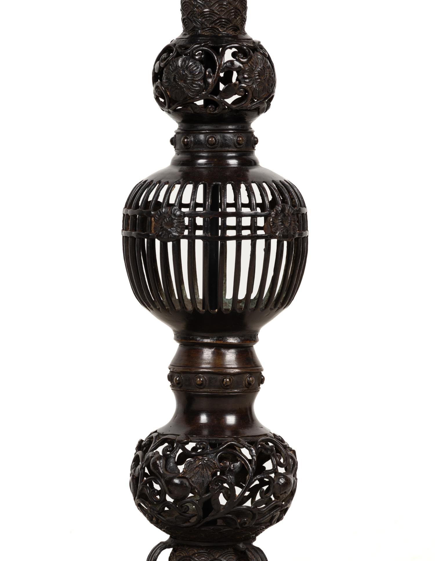 Two Japanese Bronze Lamps