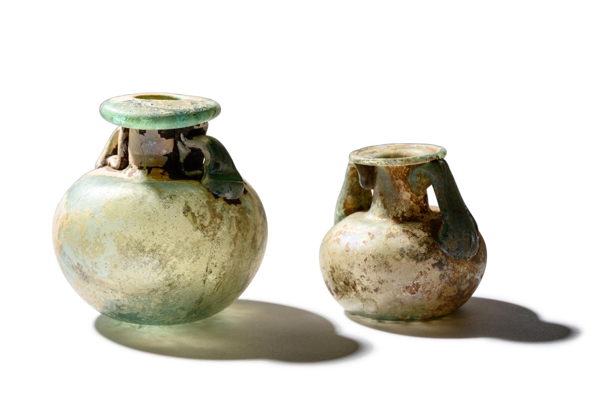 Two Roman Glass Aryballoi