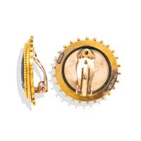 SWISS ENAMEL AND YELLOW GOLD EARRINGS