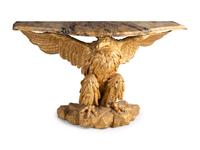 A Pair of George II Giltwood Marble-Top Eagle Pier Tables
