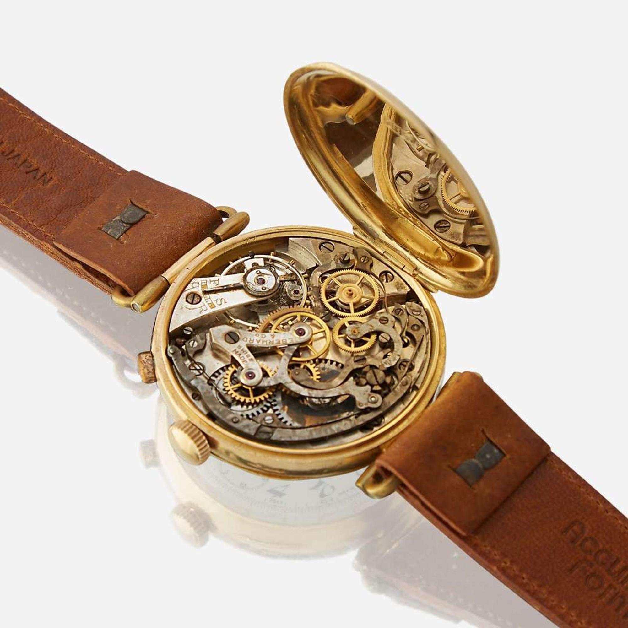 An eighteen karat gold chronograph strap wristwatch, Eberhard & Co.