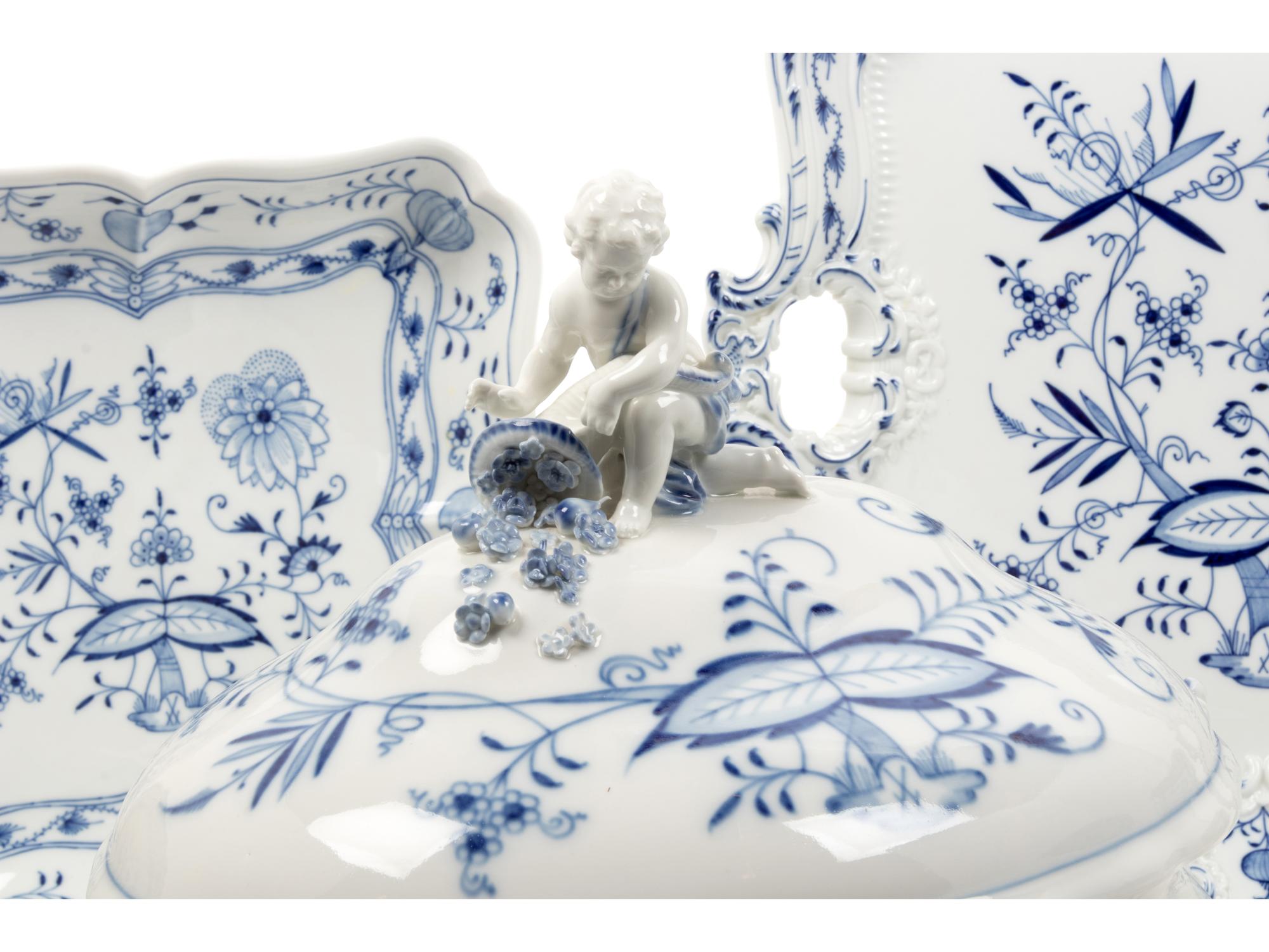 A Meissen Blue Onion Porcelain Dinner Service